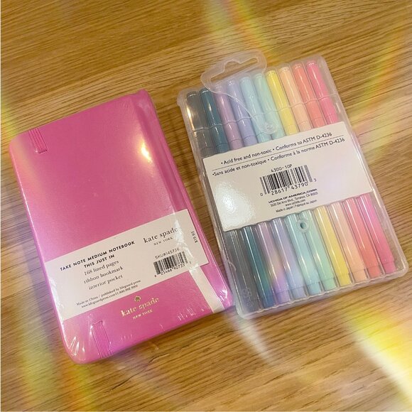 Office supply bundle - Kate Spade pink notebook and LePen pastel pen set *BNIB* - Picture 2 of 2